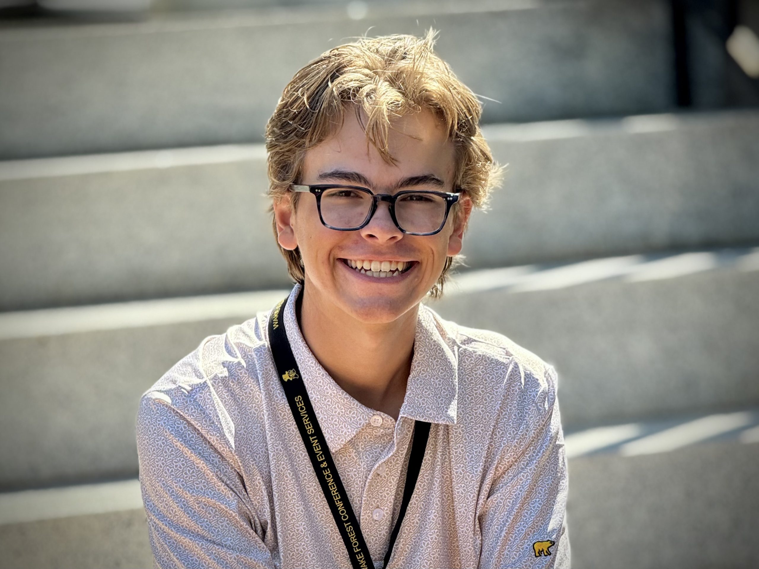Mason McNabb visiting Wake Forest University during a golf camp.